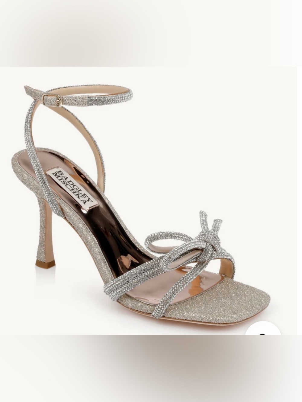 Badgley Mischka Effie Champagne Sparkling Ankle-Strap Sandals